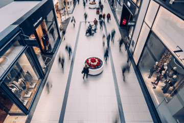 Image of a high-end mall from an elevated position for an article discussing mystery shopping observation.