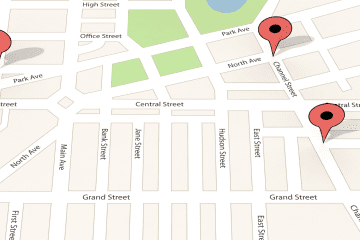 Image of a city map with several locations identified for a blog post on mystery shopping route planning.