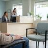Image of a medical mystery shopper observing a clinic waiting room during an in-person shop